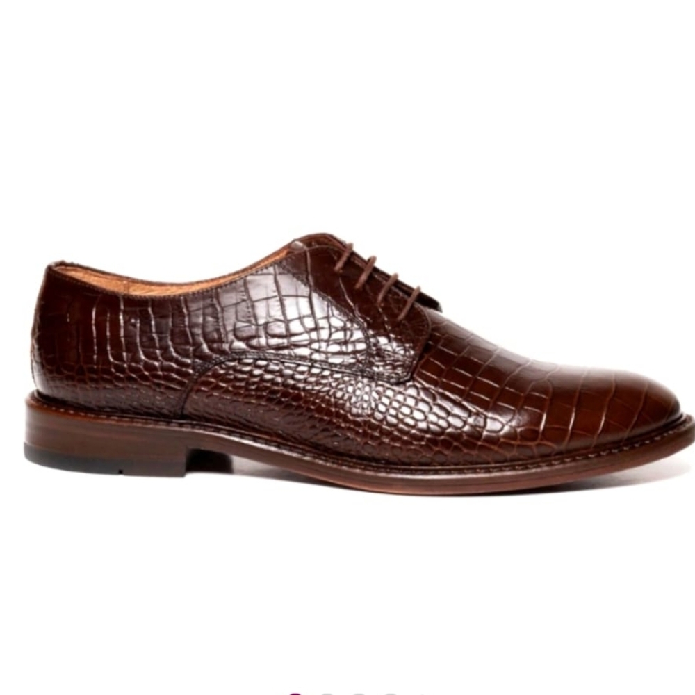 Duque di Galliano Leather Croc Mens Oxford Lace-Up Dress Shoe US6.5 Brown Mexico